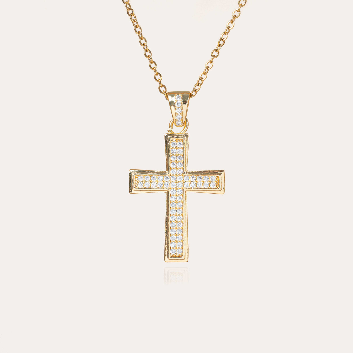 Collier croix or strass pour femme en acier inoxydable